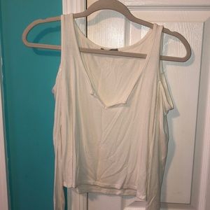 White long sleeve shoulder cut out